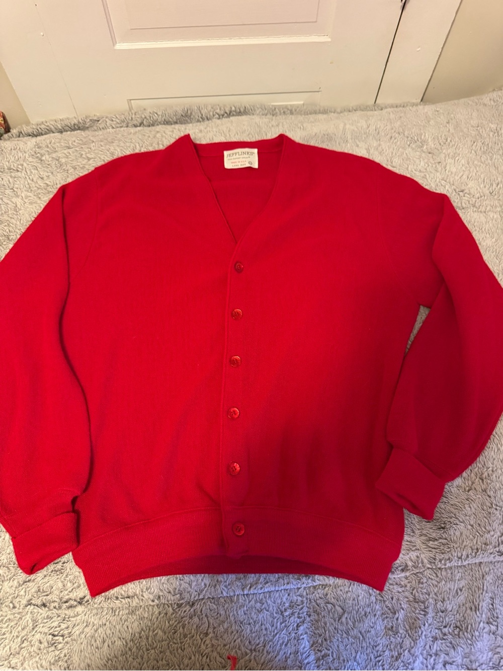 Vintage Jeff Links Red Cardigan Sweater - Men's